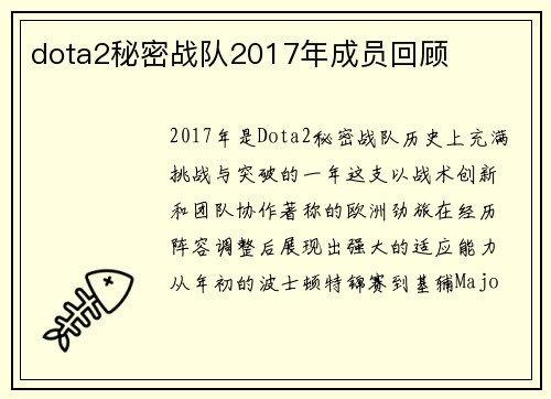 dota2秘密战队2017年成员回顾